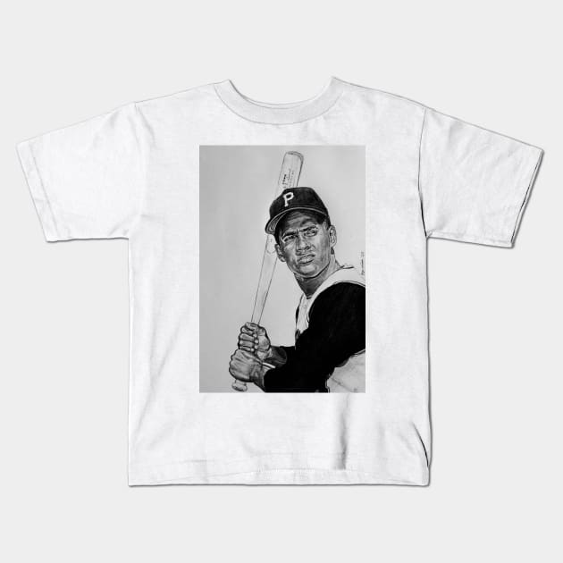 Roberto Clemente Kids T-Shirt by BryanWhipple